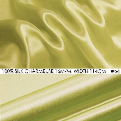 100% SILK CHARMEUSE SATIN Fabric 114cm width 16momme Pure Mulberry Silk Fabric Wedding Decoration Fabrics Light Yellow NO 64
