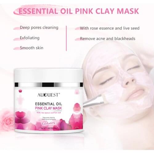 AUQUEST 2PCS Repair Oily Skin Pink Mud Mask Pore Black Dot Blackhead Deep Clean Against Acne Exfoliating Facial Beauty Skin Care