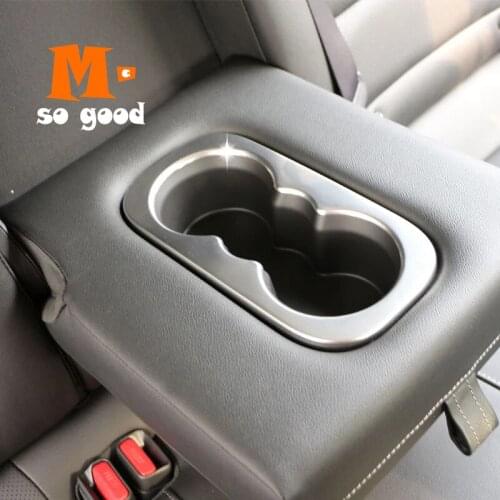 Stainless Car Deco product sticker Accessories For Renault Koleos Car rear armrest water cup panel frame Cover Trim 2017 2018