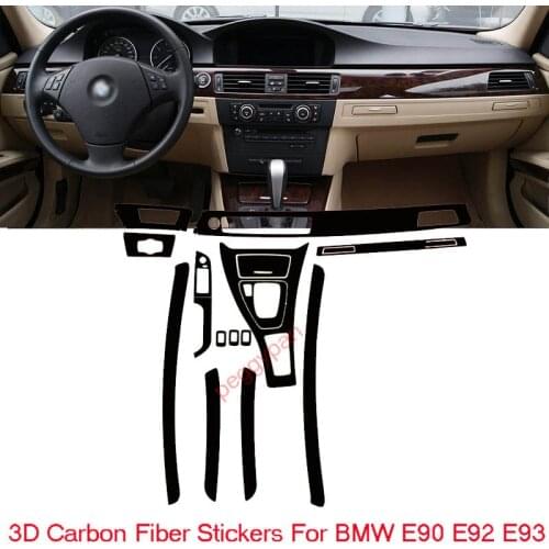 Car-Styling New 3D Carbon Fiber Car Interior Center Console Color Change Molding Sticker Decals For BMW 3 Series E90 E92 E93