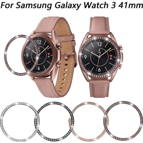 Diamond Ring for Samsung Galaxy Watch 3 41 Stainless steel metal bezel with diamonds prevent bumps and scratches Accessories
