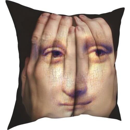 Leonardo Da Vinci Mona Lisa Effect Pillowcase Printed Polyester Cushion Cover Decorations Art Throw Pillow Case Cover 40*40cm
