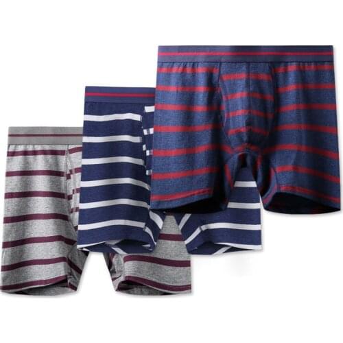 Men Boxer Shorts Striped Cotton Underwear Bugle Pouch Panties Sleepwear Plus Size Sports Boxershorts Calzoncillos Hombre Trunks