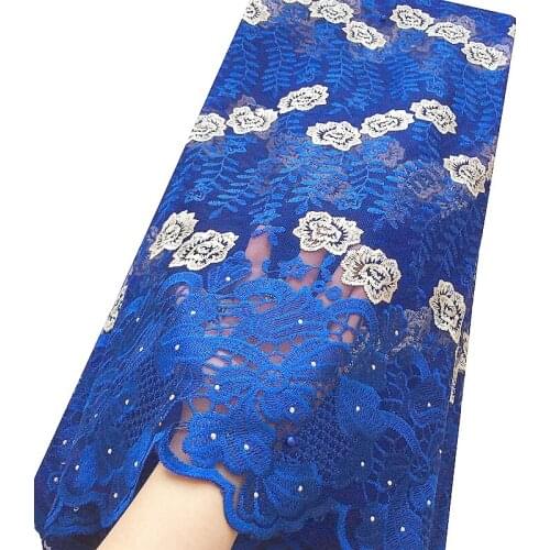 2020 Royal Blue French Lace Fabric with Stones Swiss Net Materials Embroidered Nigeria Lace Fabric Green African Lace Fabric
