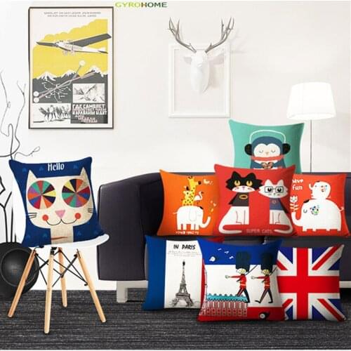 GY0024 All World Features Cotton Cushion Case (No Filling) 1PC Polyester Home Decor Bedroom Decorative Sofa Car Throw Pillows