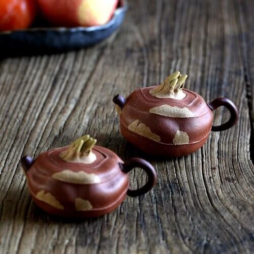 Monohydrate hall are recommended by ore all pure hand kung fu tea set bottom tank water chestnut pot of three colors