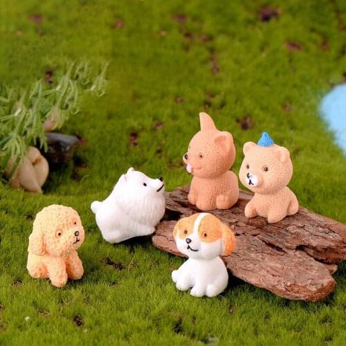 Puppy Dolls Resin Auto Interior Decor Dog Ornament Family Decoration Mini Lovely Gifts Micro Landscape Cute 1Pcs