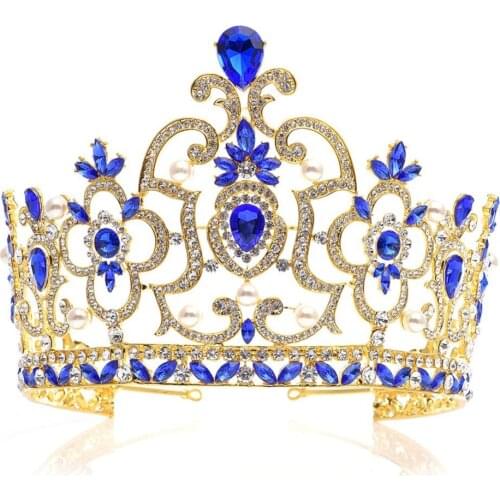 Fashion luxury alloy rhinestone bridal big crown headdress baroque crystal wedding hair ornament headdress wedding headdress