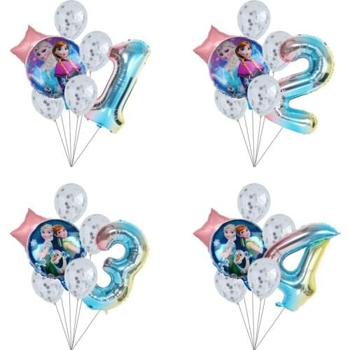 Elsa Anna Frozen Party Snowflake Confetti Latex Balloon Set Adult Kids Birthday Party Decor Baby Shower 32inch Number Balloons