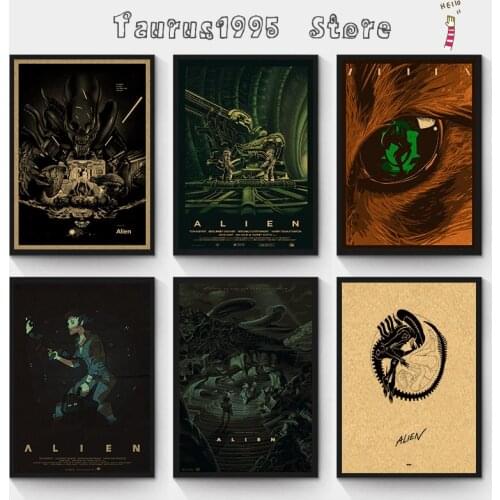 New European and American popular science fiction movie alien astronaut space retro style wall sticker kraft paper poster