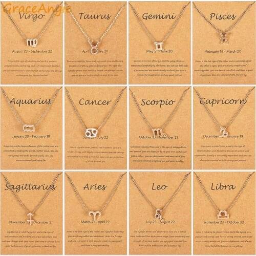 1pc 12 Constellations Chokers Necklace gold Color Women Birthday Jewelry Gift Fashion Lady party Wedding Friend Gift Lover