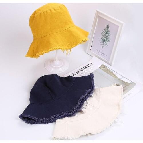 Bucket Hat Female Summer Sun Hat Contracted Leisure Hat Cap Folding Edge Grinding Basin Water To Wash Cloth Cap