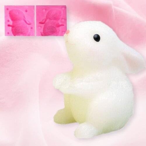Easter Rabbit Fondant Mold Anmials Rabbit Cupcake Topper Fondant Cake Decorating Tools 3D Rabbit Candle Mold