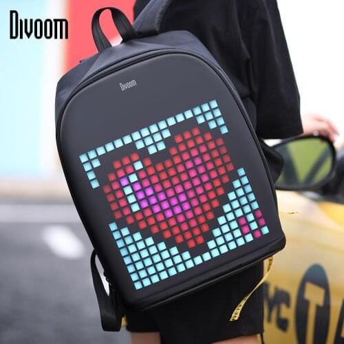 Divoom Pixel Art Backpack with Customizable LED Screen by APP Control Waterproof for Biking Hiking Outside Activity Big Storage