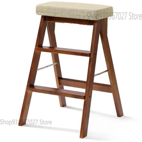 Solid wood folding stool household stepladder simple modern portable folding stool multifunctional creative kitchen high bench