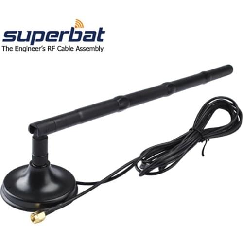 Superbat 2.4GHz 9dBi Omni Aerial Booster WiFi WLAN Antenna RP-SMA Plug 250cm Magnetic Base for Wireless Router Customizable