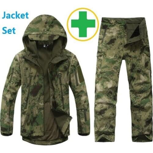 TAD Tactical Soft Shell Hunting Jacket Sets Men Shark Skin Army Military Camouflage Coat Waterproof Hiking Fishing Jackets+Pants