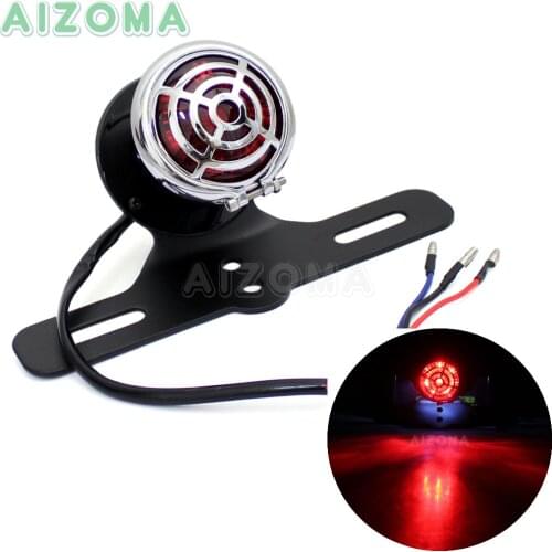Cafe Racer Motorcycles Brake Taillight w/ License Plate Light Bracket Universal For Harley Kawasaki Suzuki Trikes Choppers