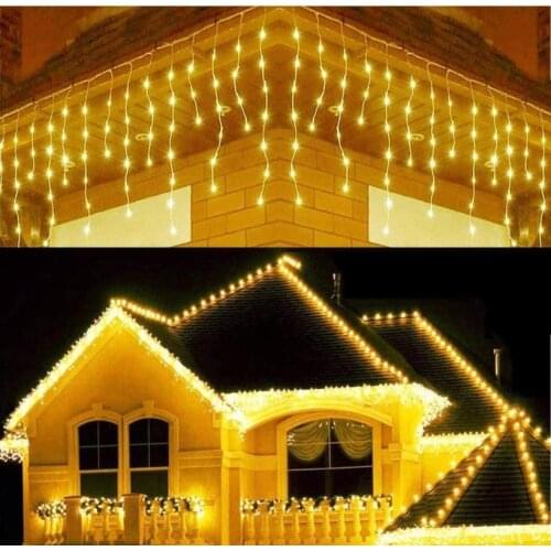 5M Waterproof Outdoor Christmas Light Droop 0.4-0.6m Curtain Icicle String Lights Street House Garlands Garden Decorative Lights