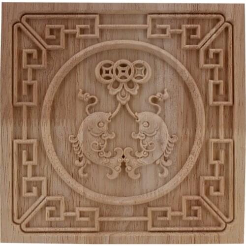 VZLX Unpainted Wooden Applique In Furniture Carving Natural Vintage Home Decoration Decor In Cabinet Flower Wood Craft Figurine