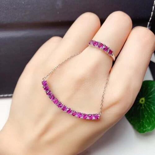Jewelry set Natural Garnet Ring Pendant sets Women Jewelry 3mm
