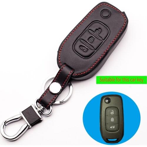Top layer leather Genuine Leather car key cover for Renault kadjar high quality 3 button smart remote control protection box