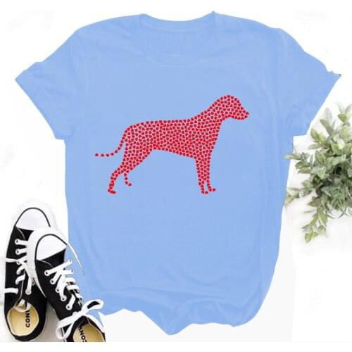 Dog love Women Summer Print Lady T-shirts Top T Shirt Ladies Womens Graphic Female Tee T-Shirt TX8031