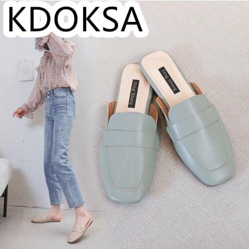 British Style Square Head Wrap Head Half Slippers For Women To Wear The New Korean Version Of The Spring 2021 Leisure Lazy Man V