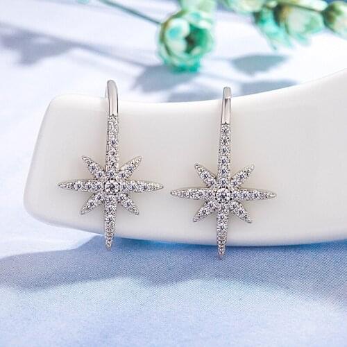 Charm Real 925 Sterling Silver Stud Earrings Octagon CZ Zircon Gemstone Earrings For Women Girl Simple Party Jewelry Best Gifts