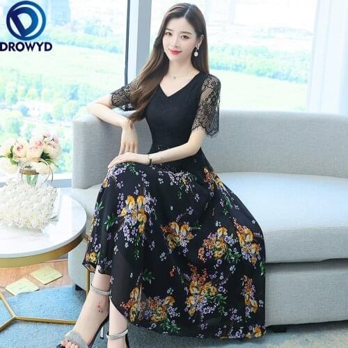 Summer Vintage Floral Chiffon Beach V-neck Long Sundress Oversize Boho Maxi Dress 2021 New Women Bodycon Elegant Party Vestidos