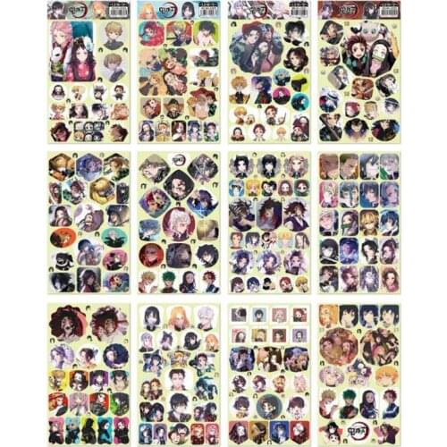 12 Pcs/pack Cartoon Demon Slayer Llaveros Kimetsu No Yaiba Stickers Toy Figures DIY Self Adhesive Hand Tear Paper Sticker Toys