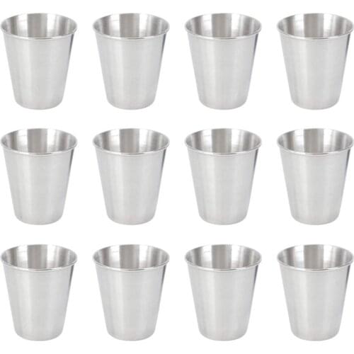 12 Pack 70ml Stainless Steel Shot Cups Metal Drinking Glasses Dipping Sauce Cups Spirits Cup for Home