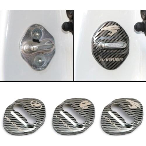 4pcs New Car Carbon fiber pattern Auto Door Lock Cover Case For Toyota harrier vellfire Alphard accessories Car-Styling