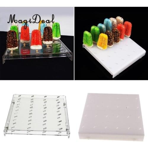 MagiDeal 24 Slots Acrylic Ice Cream Sticks Holder Display Stand Serving Platter Rack for Wedding Birthday Baby Shower Festival