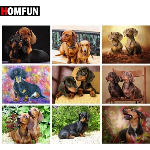 HOMFUN 5D Diy Diamond Painting Cross Stitch "Animal dog landscape" Home Decor Full Rhinestones Inlay Diamond Embroidery