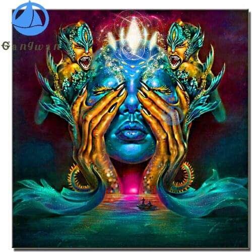5D Diamond Painting Full Square monster fantasy woman Diamond Embroidery Portrait abstract art Mosaic Rhinestone Picture Decor