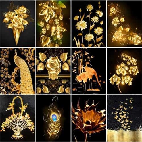 Diamond Art for Adults Golden Landscape Animal Full Drill Mosaic Round Square Rhinestones Accessories Embroidery Kits Home Decor