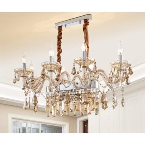 Free Shipping Crystal Chandeliers Lighting Lustre de Crystal Cognac Pendant Ceiling Lamp Dining room Light Fixtures LED Lamp