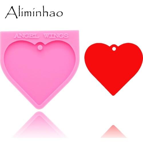 DY0136 Shiny Love heart Shape Silicone Molds For DIY Keychain decoration key ring epoxy resin Mold Craft custom keychain
