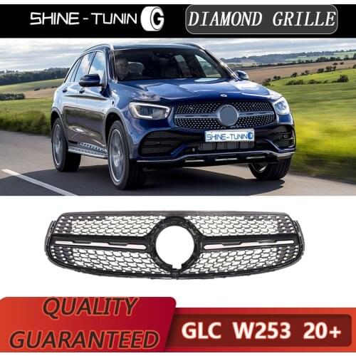 ABS Black Silver Replacement Front Bumper Radiator Diamonds Grille Fit For Mercedes GLC Class X253 C253 W253 2020