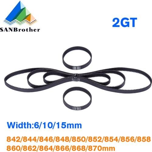 3D Printers Parts GT2 Closed Loop Timing Belt Rubber 2GT 6/10/15mm 852 848 850 860 842 848 866 852 870mm Synchronous Belts Part