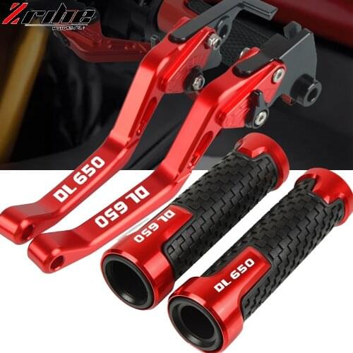 For SUZUKI V-Strom DL650 2011 2012 2013 2014 2015-2018 Motorcycle CNC Racing Grips Handle Grips Brake Levers Clutch DL650 logo