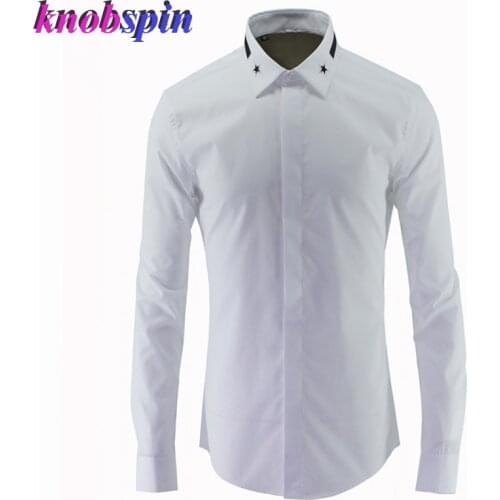 Classic collar Design business men Shirts 2019 Long sleeve Slim Casual Chemise homme pure Cotton Shirt male plus size 3XL 4XL