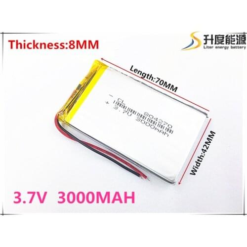 Li-po 1pcs/lot 804270 3.7V 3000mah Lithium polymer Battery with Protection Board For PDA Tablet PCs Digital Products