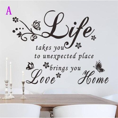 Love Brings You Home warm quote family decal wall stickers butterfly branch flora sticker Inspiration living room decoration