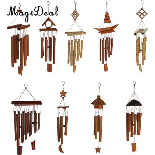 MagiDeal Amazing Gift Wind Wood Color Relaxing Bamboo Yard Garden Outdoor Living Wind Chimes Windchime Home Decor