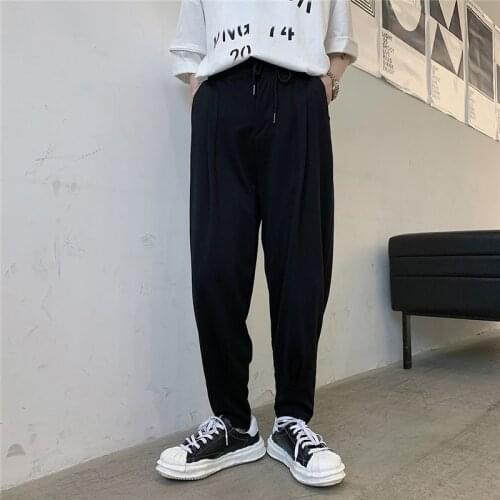 2021 summer mens dark wind pure black Harlan pants simple light version thin style hanging feeling Leggings casual pants thin s