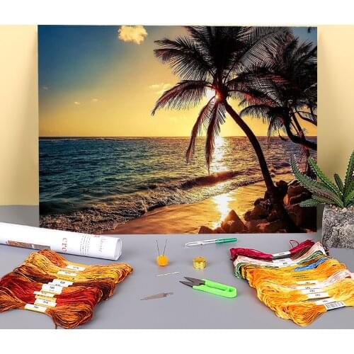 Nature Printed 11CT Cross-Stitch Kit DIY Embroidery DMC Threads Craft Knitting Needlework Painting Different Stamped