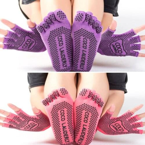 Yoga Socks Set Fitness Sports Dance Ballet Yoga Socks Gloves Socks Set Non-slip Dispensed Sports Socks