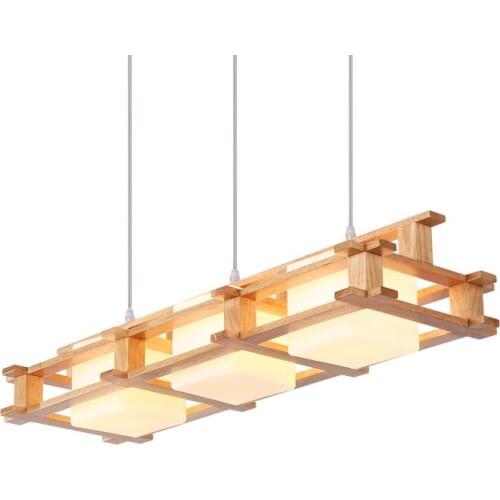 Nordic Retro 3 Lights Wood Pendant Lamp E27 Modern Simple Glass Lampshade Restaurant Bar Hangling Light Fixture Lighting PL587